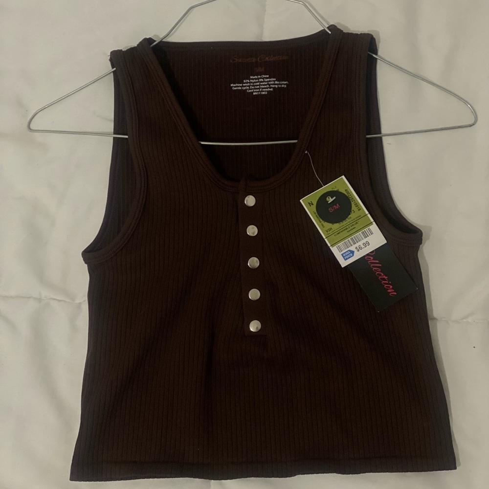 Brand new super cute brown crop top